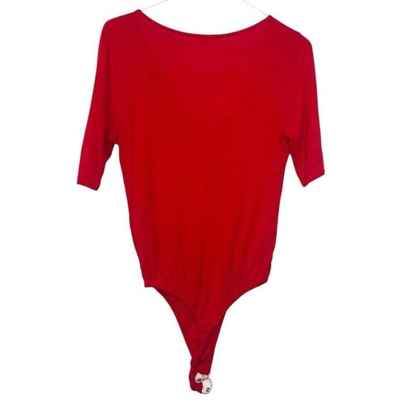 Imagenation Scoop Neck Short-sleeved Stretch Bodysuit Red Large - Picture 3 of 4